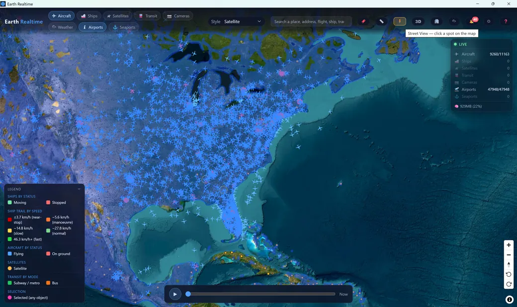 Thousands of live aircraft over North America