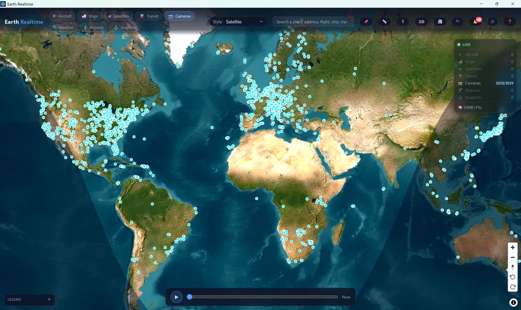 Global map of live camera locations