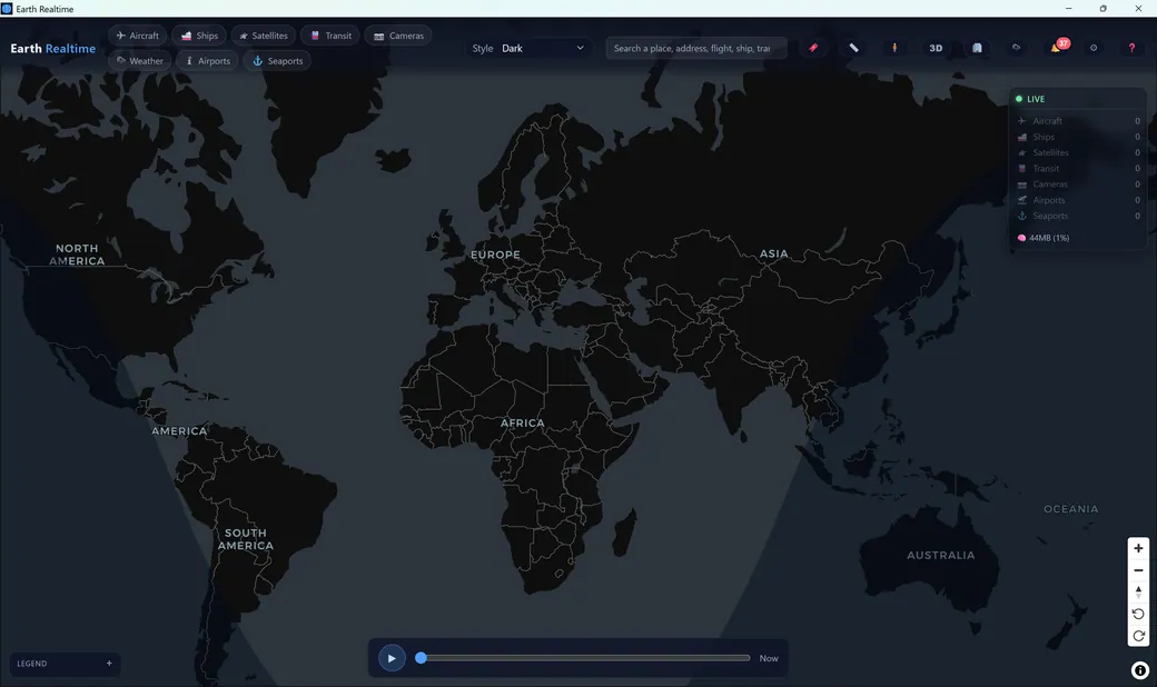 The Earth Realtime interface overview