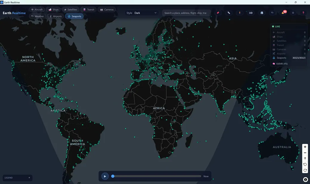 Global map of seaports